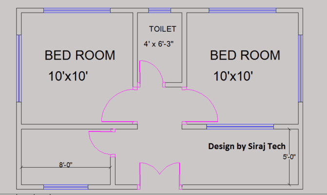 2 bhk small House design with floor plan & 3d View