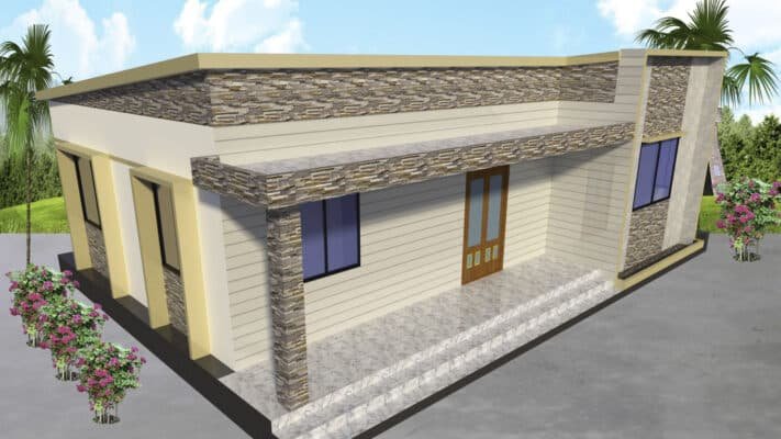 3 BHK Tin shed House Design Ideas in Village
