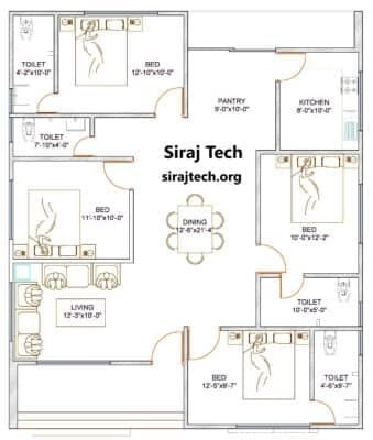 4 bedroom house design in Bangladesh - ৪ রুমের বাড়ির ডিজাইন