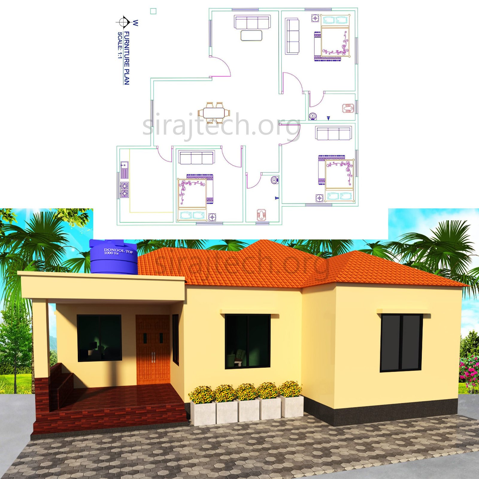low budget modern 3 bedroom house plans - সেমি পাকা বাড়ির ডিজাইন