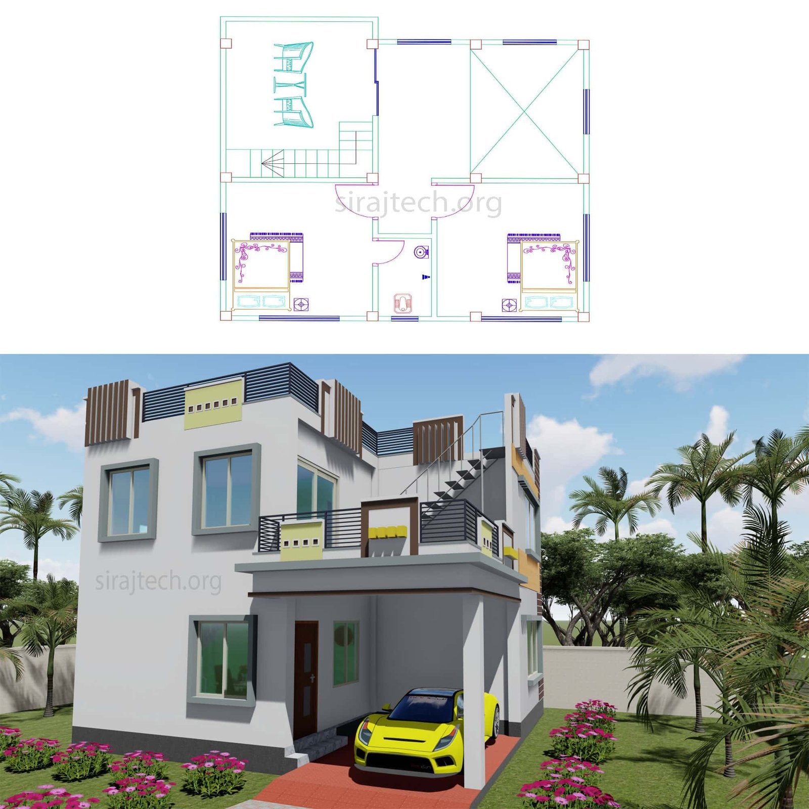 Small duplex house designs - ৩ রুমের ডুপ্লেক্স বাড়ির ডিজাইন