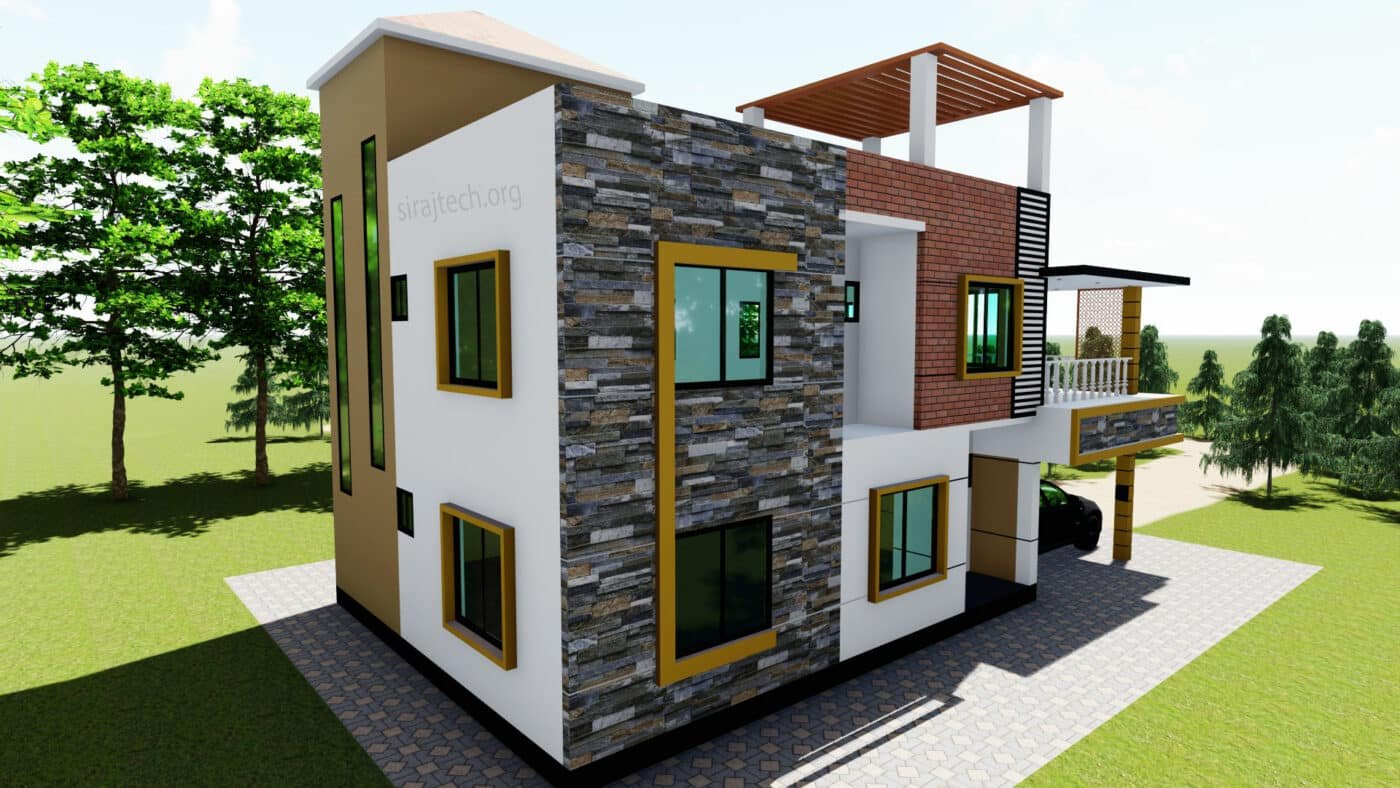 Modern duplex house plans single Story