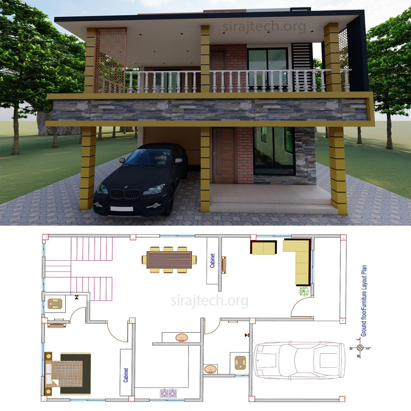 Duplex house design for 5 bedroom - আধুনিক বাড়ির ডিজাইন নকশা