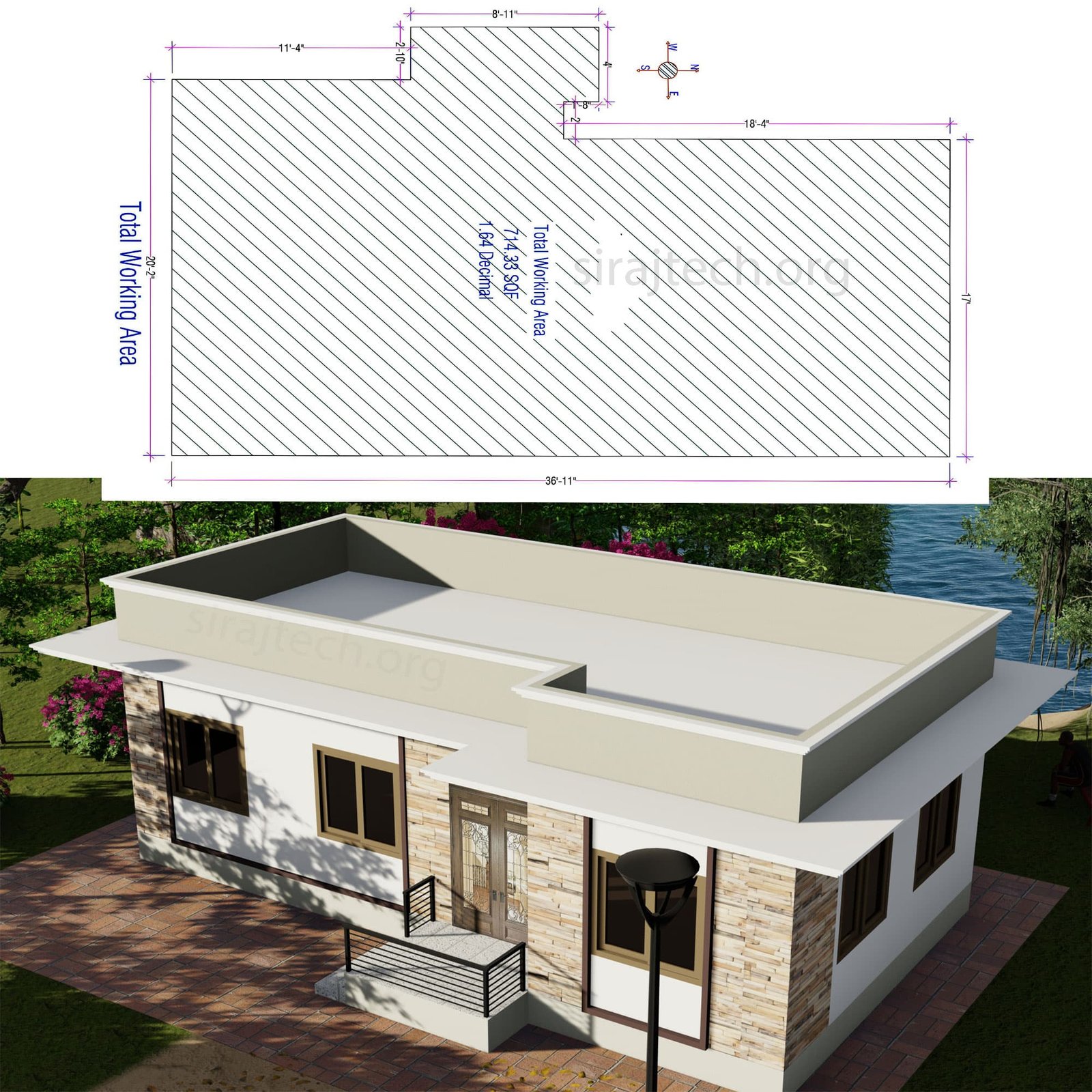 Low cost house design in Bangladesh - আধুনিক একতলা বাড়ির ডিজাইন 3