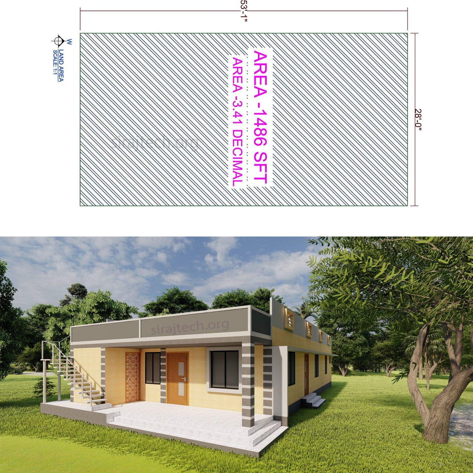 Open space small house design - কম খরচে লম্বা জায়গায় বাড়ির ডিজাইন 3