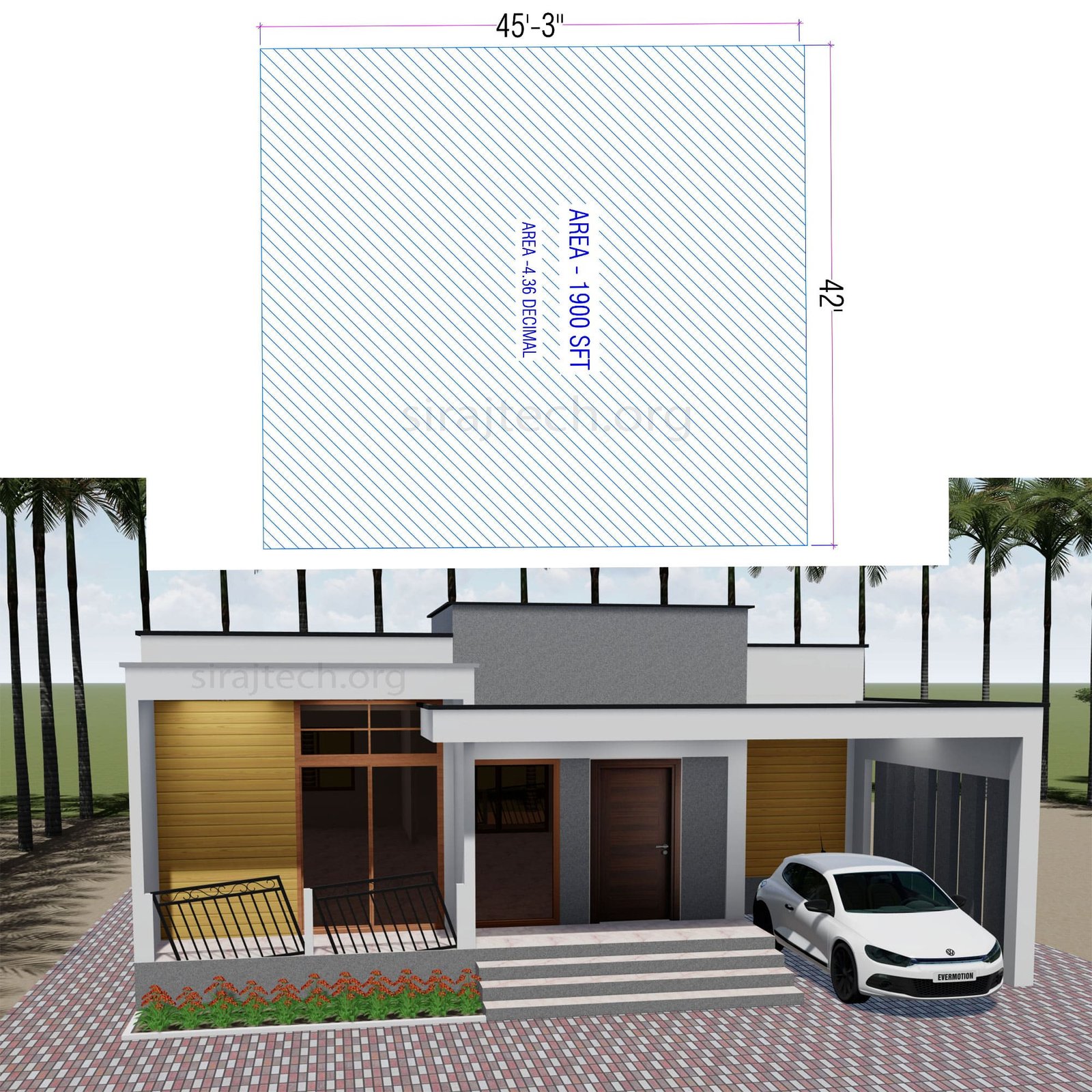 Single floor house design modern - ছোট বাড়ির ডিজাইন 4