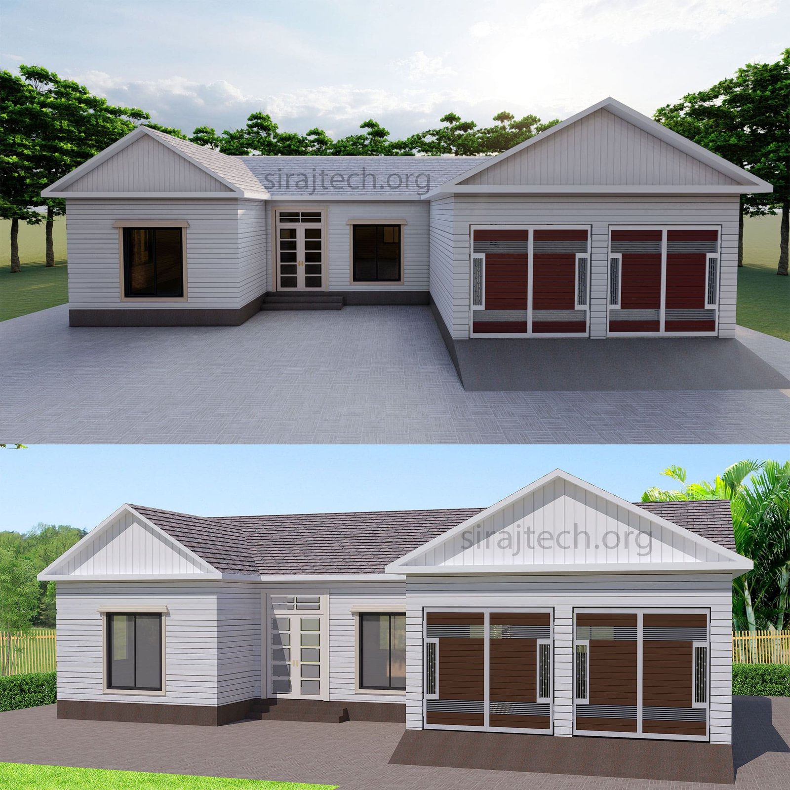 U shaped house plans with courtyard - টিনশেড ইউ আকৃতির বাড়ির ডিজাইন 5