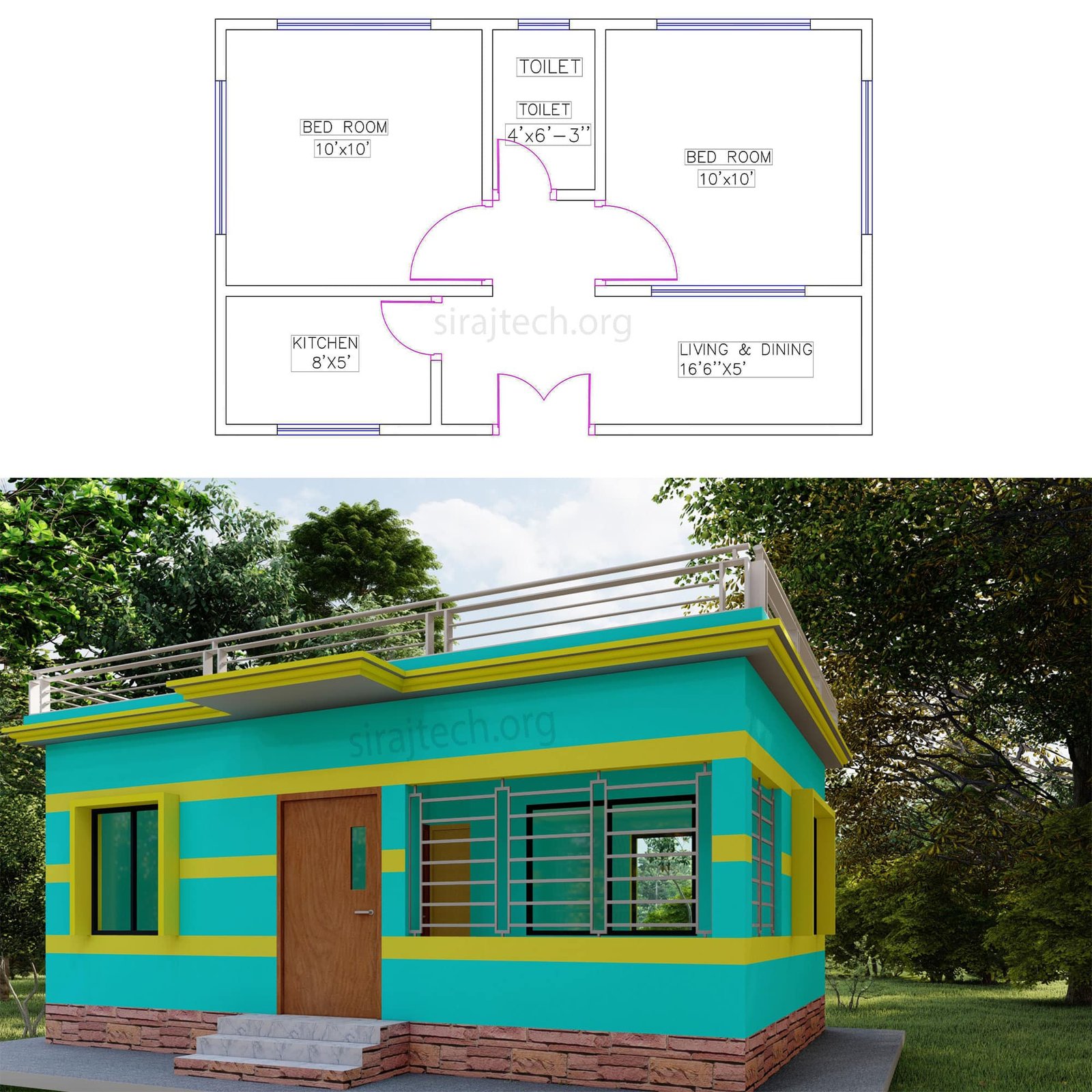 low budget for 2bhk house plans - কম বাজেট বাড়ির পরিকল্পনা 4