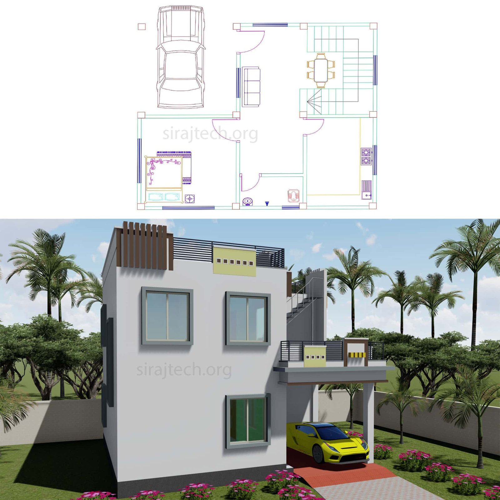 Small duplex house designs - ৩ রুমের ডুপ্লেক্স বাড়ির ডিজাইন 4