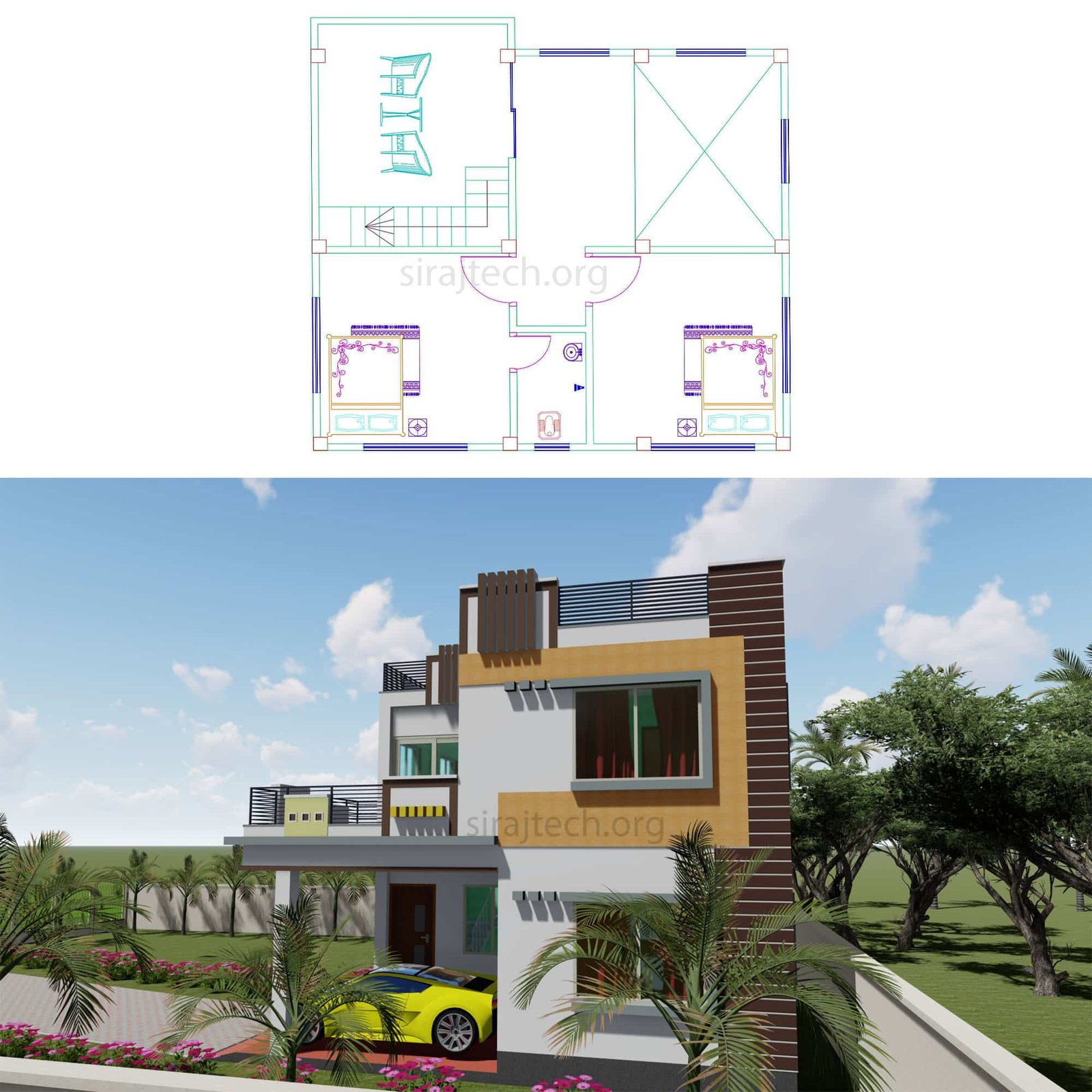 Small duplex house designs - ৩ রুমের ডুপ্লেক্স বাড়ির ডিজাইন 2