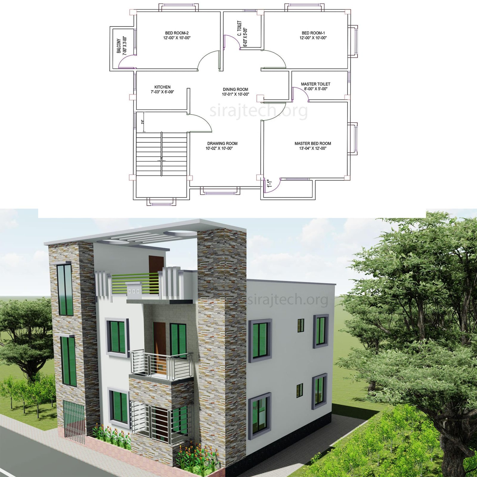 Modern house design 2 storey - ২ তলা বাড়ির ডিজাইন ও নকশা 2