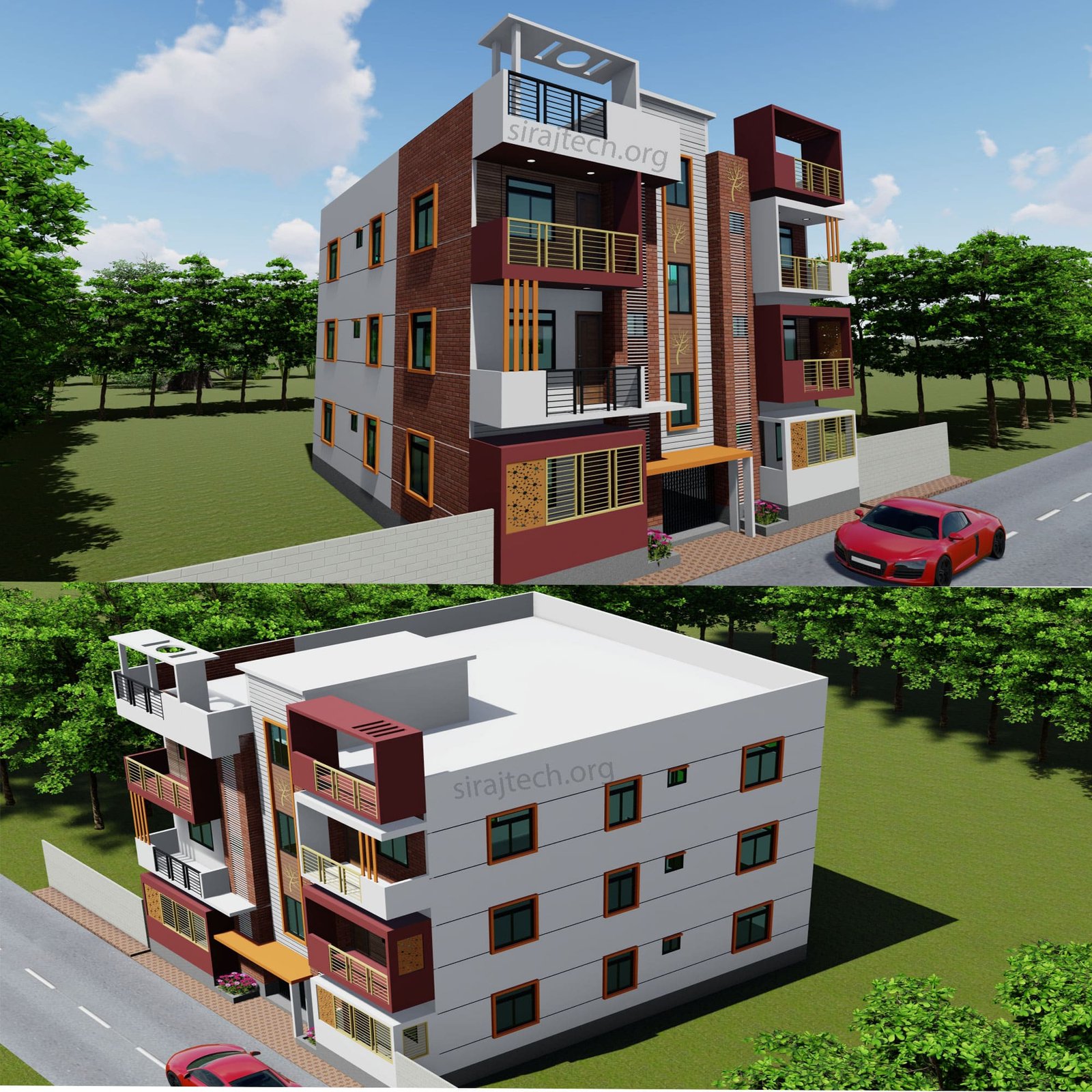 Modern 3 storey house design - তিন তলা বাড়ির ডিজাইন 5