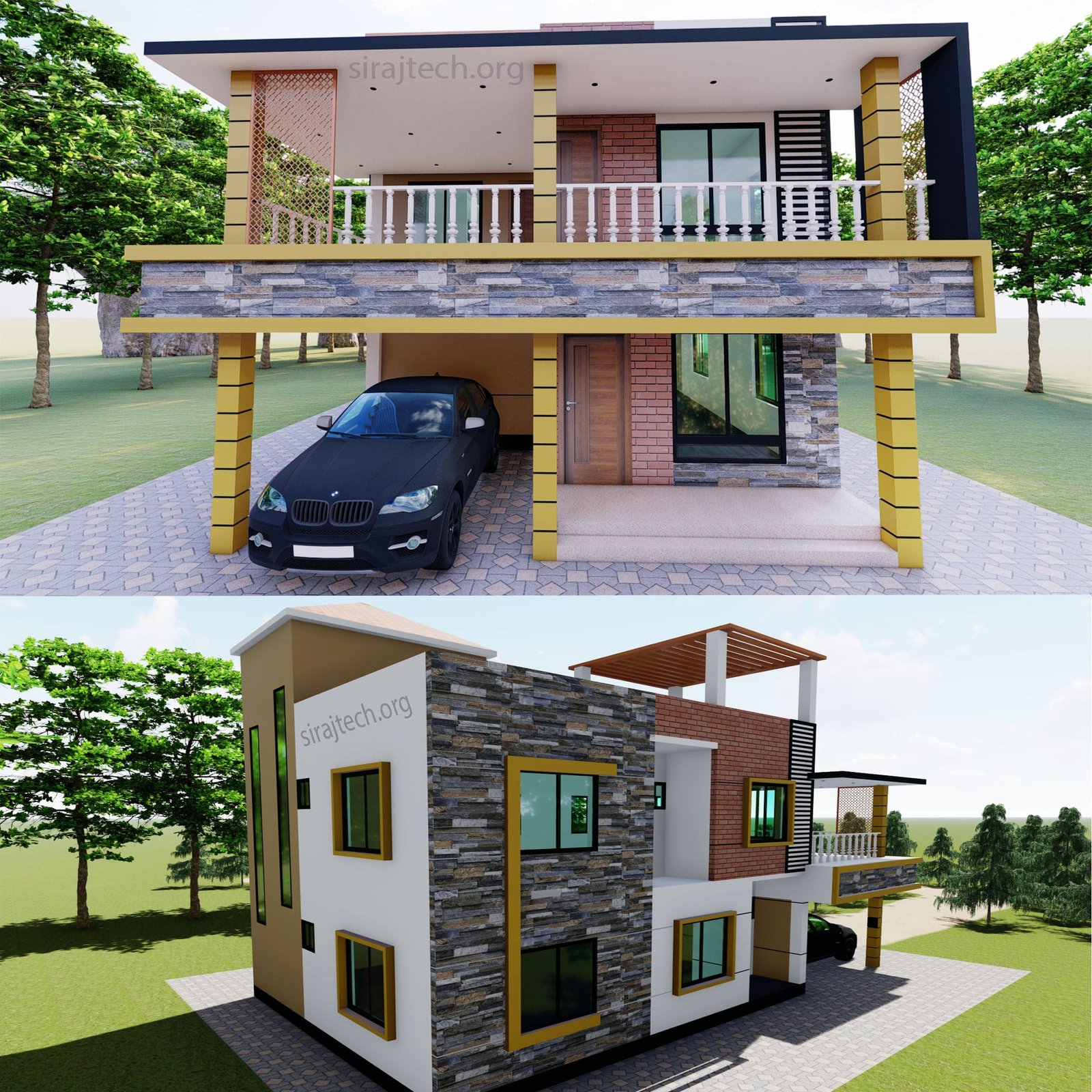Duplex house design for 5 bedroom - আধুনিক বাড়ির ডিজাইন নকশা 5
