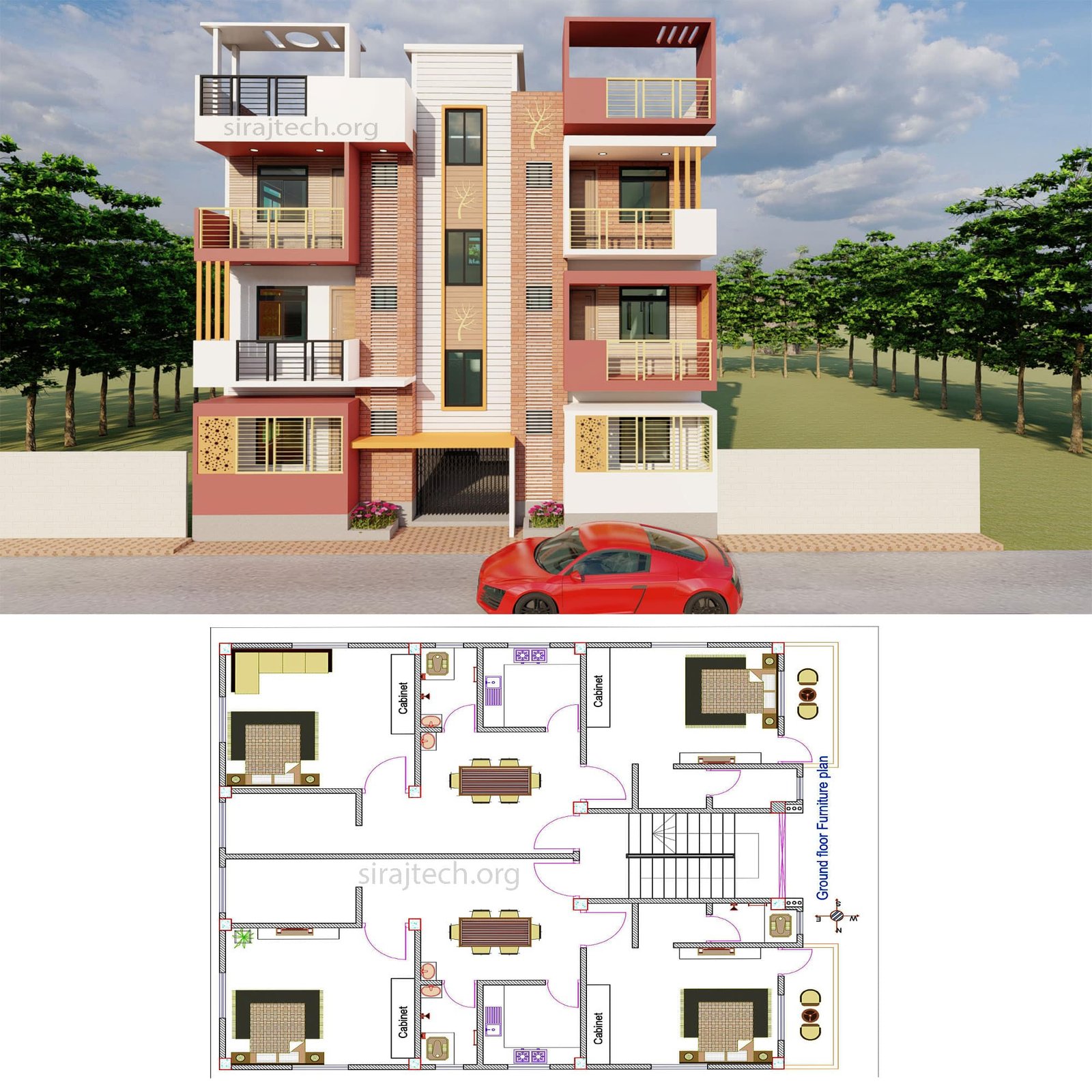 Three Storey Home Design | Best Triple Storey House Plan in Bangladesh 3