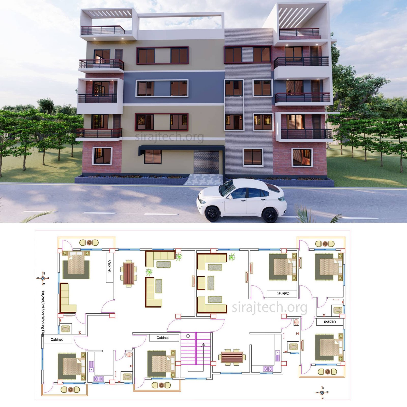 Three Storey Home Design | Best Triple Storey House Plan in Bangladesh 4